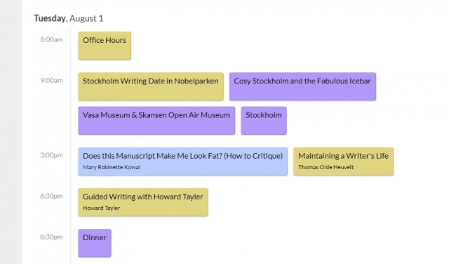 Tagesprogramm Writing Excuses Retreat